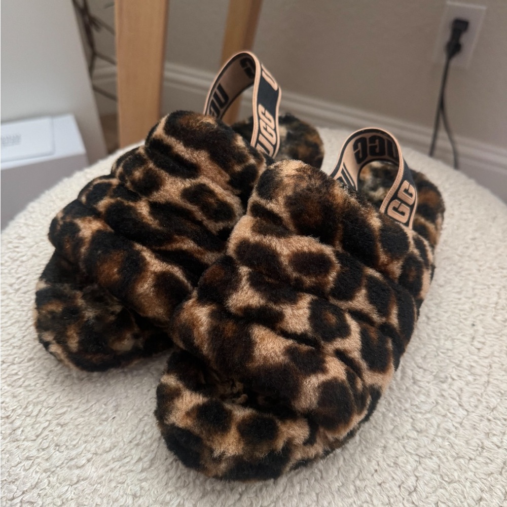 UGG Fluff Yeah Leopard Print Slippers - image 1